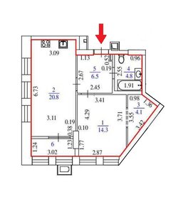 Квартира 54 м², 2-комнатная - изображение 1