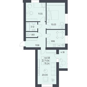 Квартира 75,2 м², 3-комнатная - изображение 1
