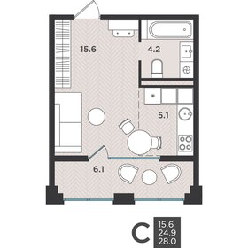Квартира 28 м², студия - изображение 1