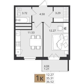 Квартира 36,5 м², 1-комнатная - изображение 1