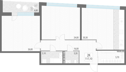 Квартира 118,1 м², 2-комнатная - изображение 1