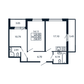 Квартира 59 м², 2-комнатная - изображение 3