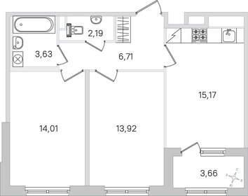 Квартира 57,5 м², 2-комнатная - изображение 1