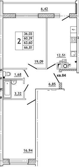 66,2 м², 2-комнатная квартира 6 689 000 ₽ - изображение 26