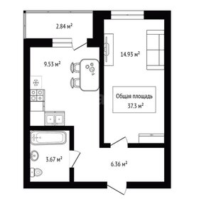 Квартира 37,3 м², 1-комнатная - изображение 1
