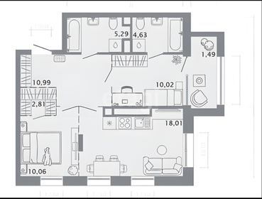 Квартира 66 м², 2-комнатная - изображение 1