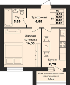 Квартира 36,6 м², 1-комнатная - изображение 1
