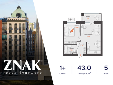 Квартира 43 м², 1-комнатная - изображение 1