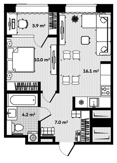 44 м², 1-комнатная квартира 6 545 358 ₽ - изображение 22