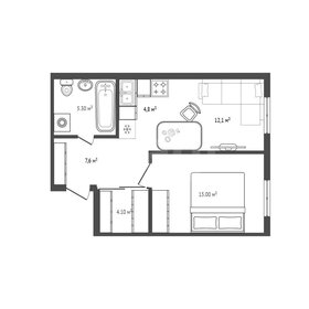 Квартира 48,9 м², 1-комнатная - изображение 1