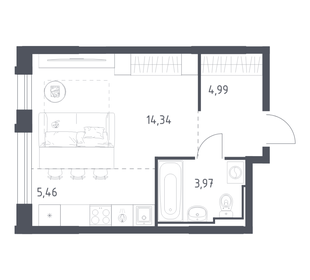 Квартира 28,8 м², студия - изображение 1