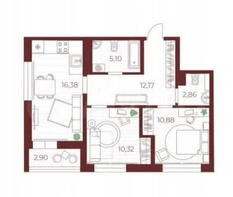 Квартира 57,7 м², 2-комнатная - изображение 1