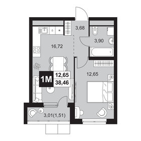 Квартира 38,5 м², 2-комнатная - изображение 1