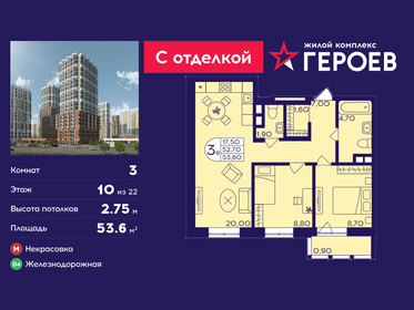 Квартира 53,6 м², 3-комнатная - изображение 1