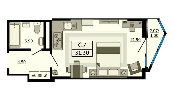 17 м², квартира-студия 4 050 000 ₽ - изображение 50