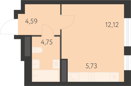 Квартира 27,1 м², студия - изображение 1