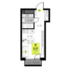 Квартира 23,9 м², студия - изображение 2