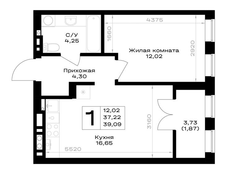46,3 м², 1-комнатная квартира 9 787 820 ₽ - изображение 28