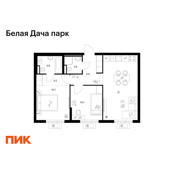 58,5 м², 2-комнатная квартира 13 780 000 ₽ - изображение 90