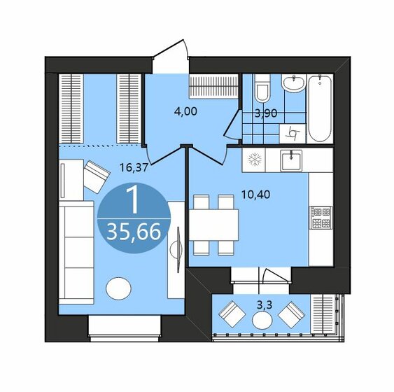31,2 м², 1-комнатная квартира 3 500 000 ₽ - изображение 108