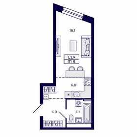 Квартира 31,8 м², студия - изображение 1