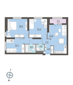 Квартира 87,5 м², 3-комнатная - изображение 2