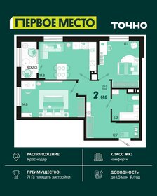 Квартира 61,6 м², 2-комнатная - изображение 1