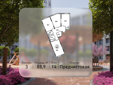 Квартира 88,9 м², 3-комнатная - изображение 1