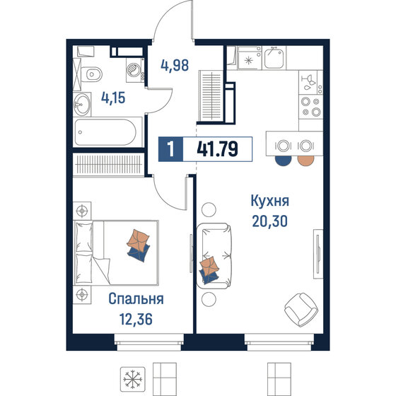 40,6 м², 1-комнатная квартира 6 500 000 ₽ - изображение 109