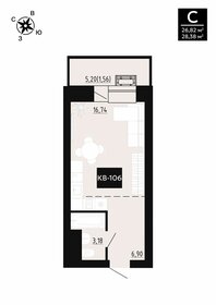 Квартира 28,4 м², 1-комнатная - изображение 1
