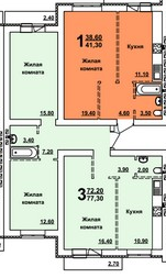 Квартира 77,3 м², 3-комнатная - изображение 1