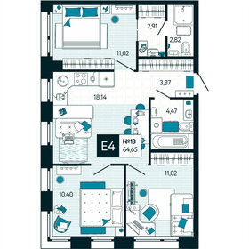 Квартира 64,7 м², 3-комнатная - изображение 1