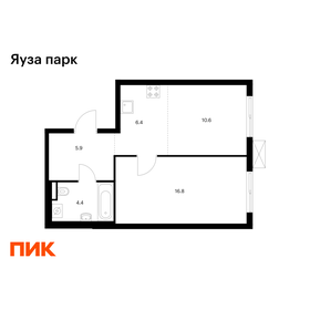 Квартира 44,1 м², 1-комнатная - изображение 1