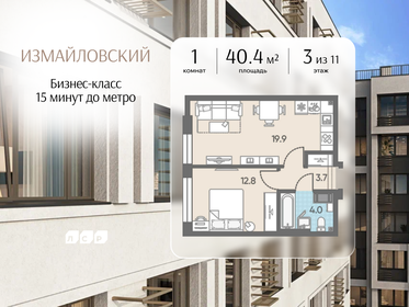 Квартира 40,4 м², 1-комнатная - изображение 1