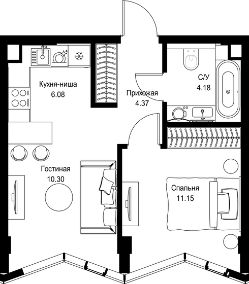 46 м², 1-комнатная квартира 32 388 876 ₽ - изображение 47
