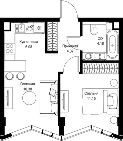 Квартира 36,1 м², 1-комнатная - изображение 2