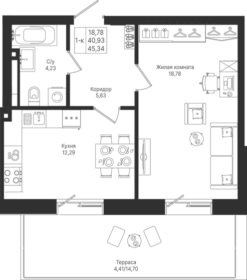 45,6 м², 1-комнатная квартира 8 521 590 ₽ - изображение 21