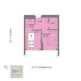 Квартира 38,8 м², 1-комнатная - изображение 1