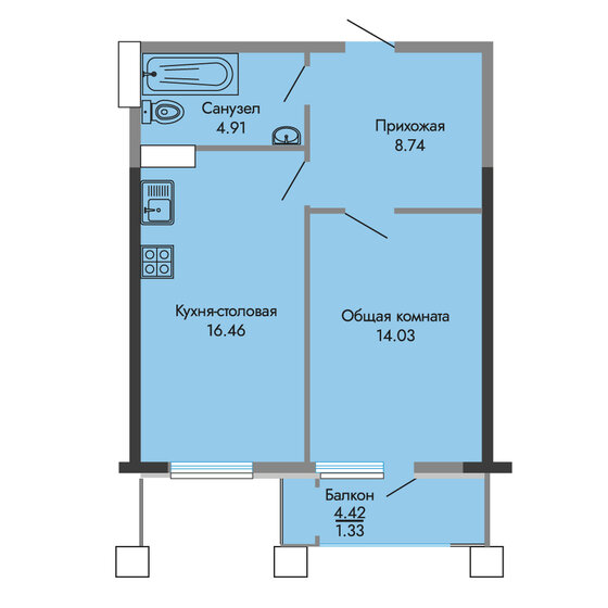 46,7 м², 1-комнатная квартира 12 162 051 ₽ - изображение 39