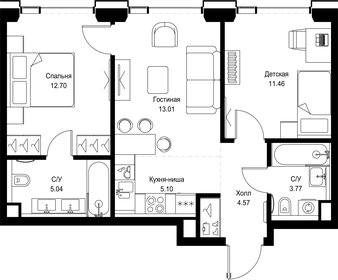 Квартира 55,7 м², 2-комнатная - изображение 2