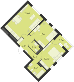Квартира 62,1 м², 2-комнатная - изображение 1