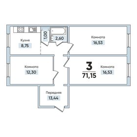 Квартира 71,2 м², 3-комнатная - изображение 1