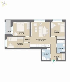 Квартира 79,9 м², 3-комнатная - изображение 1