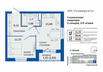 Квартира 39,8 м², 1-комнатная - изображение 1