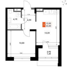 Квартира 35 м², 1-комнатная - изображение 2