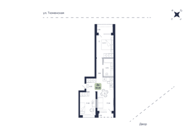 Квартира 58,2 м², 2-комнатная - изображение 1