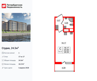 Квартира 24,5 м², студия - изображение 1