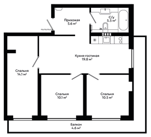 Квартира 70,2 м², 3-комнатная - изображение 1
