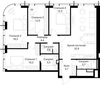 Квартира 114,6 м², 4-комнатная - изображение 2