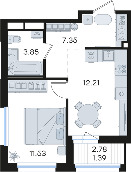 42,5 м², 1-комнатная квартира 7 655 400 ₽ - изображение 21